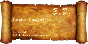 Baahr Damján névjegykártya